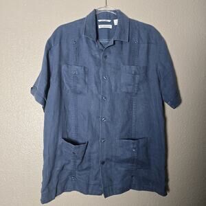 Cubavera Men's Short Sleeve Button Up 100% Linen Size M